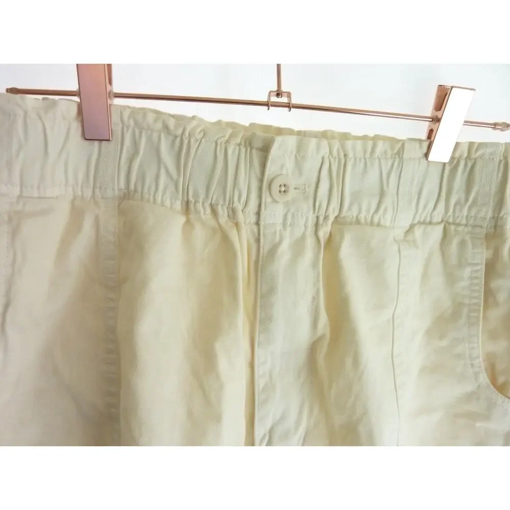 Madewell Womens Pull On Paperbag Shorts 27 Cotton Viscose Antique Cream